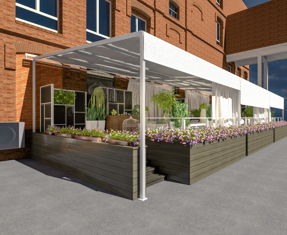cafe  summer terrace 3D rendering